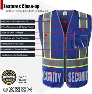 Chaleco de seguridad para hombre y mujer, reflectante, 5 bolsillos, cremallera frontal, malla, alta visibilidad, transpirable, reversible, cumple con los estándares de seguridad - Product Image 2