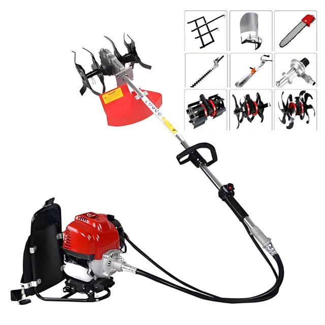 gasoline backpack mini power tiller Cultivator, Tiller Cultivator Gas Powered, 37.7CC 4-Stroke Garden Cultivator, Tiller with 4 Steel Adjustable Front Tines for Lawn, Garden and Field Soil Cultivation 2026 Gasoline Power Tiller -