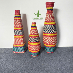 PRODUIT BEST-SELLER Vases en herbe de mer Décoration Vase à fleurs séchées Table Décoration nordique en bambou en bois Décoration de la maison Décoration de la pièce Écologique - Product Image 5