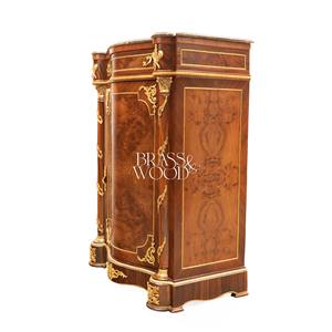 Mueble Zapatero de Lujo Estilo Francés con Tapa de Mármol Premium, Acabado Elegante en Madera Burl y Detalles en Latón Dorado para Salón de Palacio - Product Image 3