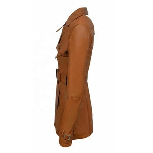 Chaqueta de gabardina de cuero real de estilo informal de diseño de moda superior para mujer al por mayor 2025 - Product Image 4