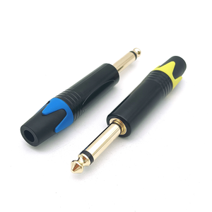 6.35mm altın kaplama Jack tak TS Mono <span class=keywords><strong>2</strong></span> kutuplu mikrofon için sarı mavi plastik kuyruk ses konektörü - Product Image 2