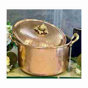 Vente chaude à prix raisonnable Exportateur de plats de service blanc et or de l'Inde Ensembles d'ustensiles de cuisine Pot de service en cuivre sûr - Product Image 3