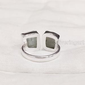 Joyería de piedra en bruto, anillo de mujer, aguamarina Natural, piedra preciosa cruda, piedra natal de marzo, joyería de piedra doble, anillo de Plata de Ley 925 - Product Image 6