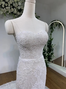 Elegant Lace <b>White</b> <b>Floor</b> Length Mid Waist Fantastic French Style Bridal Wedding Dresses TNBPno42 From Vietnam - Product Image 3