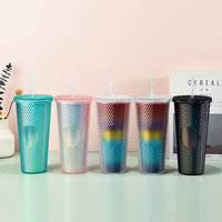Gobelet isotherme réutilisable en PC à double paroi, 24 oz, avec paille, pour jus et café, écologique, populaire 2026, isolation thermique 12-24h, unisexe, pour fêtes