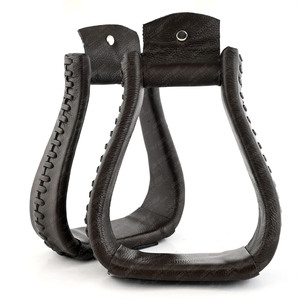Estribos para montar en campana a granel, estribos occidentales, diseño con cordones de cuero esmaltado, estribo duradero, equipo para montar a caballo - Product Image 2