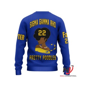 Logo personnalisé brodé Sigma Gamma ho Drop Shoulder Sweatshirts à col rond oversize en coton pour hommes Sweat-shirt unisexe à col rond uni - Product Image 1