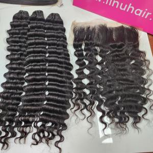 Cabello Remy vietnamita sedoso de alta calidad, cutícula completa alineada, paquetes de ondas profundas, Color Natural, venta al por mayor, extensiones de cabello humano - Product Image 2