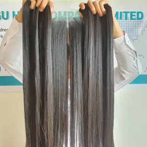 100% produk rambut manusia Vietnam 24 inci bundel lurus tulang Vietnam mentah produk rambut hitam alami untuk wanita hitam