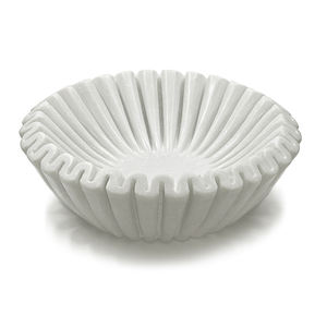 ชามตกแต่งหินอ่อนสีขาวงานทำมืออินเดียดีไซน์รูปคลื่นทรงลอนสวยงามสำหรับซัพพลายเออร์ทั่วโลก - Product Image 1