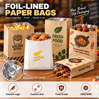 Sacs en papier pour barbecue doublés de papier aluminium imprimés sur mesure, sacs d'emballage jetables pour livraison de repas à emporter pour brochettes de barbecue