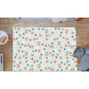 Tapis floral : imprimé fleurs colorées, décoration moderne et douce, tapis en chenille - Product Image 3