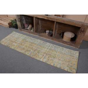 Turkish Vintage Rug 2x6.4 ft, <b>Yellow</b> Ombr Rug - Product Image 3