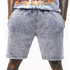 Pantalones cortos de lona de algodón 100% lavado ácido para hombre más vendidos con bolsillos con cremallera transpirable Casual liso Cargo Vintage Logos Decoración - Product Image 3