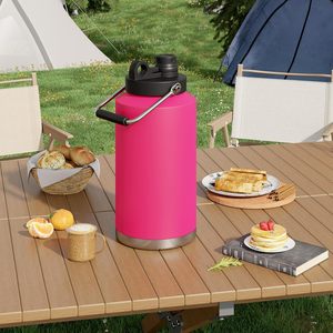 Pichet rose en acier inoxydable avec poignée grande bouteille d'eau sous vide double large bouche anti-sueur camping inoxydable - Product Image 5