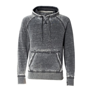 Sweat à capuche unisexe brûlé à l'acide lavé personnalisé OEM pull décontracté avec bords bruts vêtements de rue pour hommes en automne saison motif solide - Product Image 1