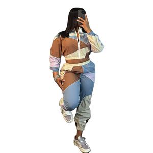 Custom Half Zip Pullover Chándal Jogging Crop Top Chaqueta cortavientos Pantalones de dos piezas Set Mujeres - Product Image 1