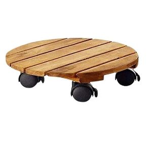 12 pouces rond bois plante Caddy avec roues usine prix de gros fleur plante - Product Image 5