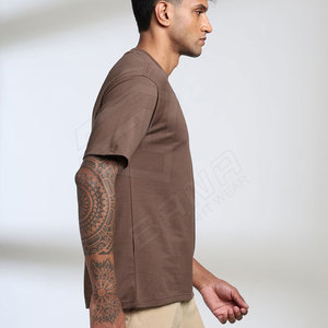 Precio al por mayor OEM ligero 100% algodón de gran tamaño nueva moda cuello redondo hombro caído hombres camisetas diseño en blanco - Product Image 6