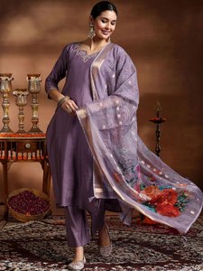Viscose Embroidered Kurti Set with Pant and Organza Digital Print Dupatta in Sizes <b>S</b> to XXL Perfect Party Wear for <b>Women</b> - Product Image 4