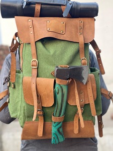 Leather Canvas Luxury Backpack Durable Breathable <b>Large</b> Capacity Travel School Laptop <b>Rucksack</b> Factory Price LCBP-0044 - Product Image 6
