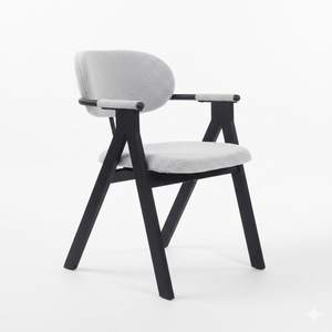 Chaise de salle à manger rembourrée moderne YAKUT, avec accoudoirs, assise en tissu, pieds en métal robustes, style scandinave, restaurant/café - Product Image 1