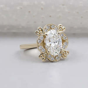 Bague de promesse géométrique en diamant Marquise Halo en or véritable plaqué rhodium 14 carats - Product Image 2