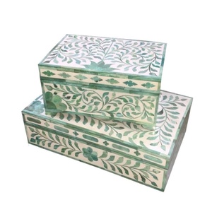 Cajas de Almacenamiento Cuadradas de MDF Grabadas de Alta Calidad Estilo Americano LAMETIERARTZ al por Mayor con Tapa Decorativa de Hueso para Joyería y Decoración del Hogar - Product Image 1