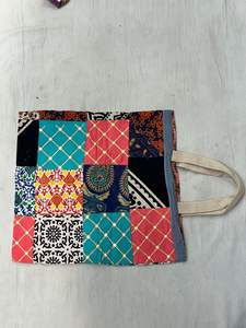 Wholesale Price Bohemian Style Women's Jhola Bag Fashionable Open Cotton Two Custom Size Patchwork Leather Shoulder Purse - Product Image 5