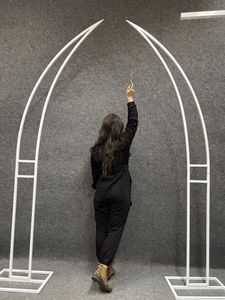 Sparxwizz Ensemble de supports d'arche métallique écologique 7ft 6ft, 2 arches incurvées pour fleurs, supports de cadre de cérémonie de mariage en forme de cornes de lune - Product Image 6