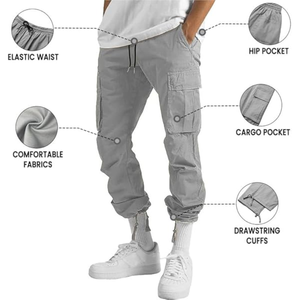 <b>Men</b> Multi Pocket Cargo Pants Spring and Autumn New <b>Men's</b> <b>Overalls</b> Cargo Pant European and American Perfect <b>for</b> All Season - Product Image 1
