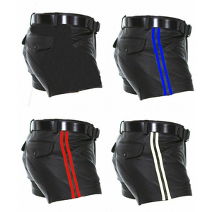 Pantalones Cortos de Cuero de Diseño Premium para Hombre, Cuero Genuino, Correas Laterales, Acolchados, Modernos, Diseño Único y Personalizado - Product Image 6