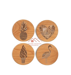 Posavasos de madera con diseño de impresión Leaser, superventas, accesorios de decoración de mesa, posavasos de madera hechos a mano - Product Image 1