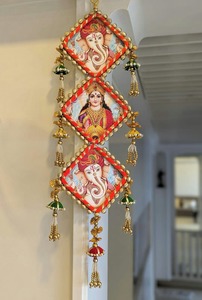 งานศิลปะปิชไวหลากหลายแบบ รูปปั้นวัว พระพิฆเนศ/พระราชาธีปัญญา/พระศรีนาธจิ ของตกแต่งผนังแบบแขวน โทรัน ของตกแต่งบ้าน สำหรับเทศกาลดีวาลี บูชาพระ ตกแต่งทางเข้าบ้าน - Product Image 4