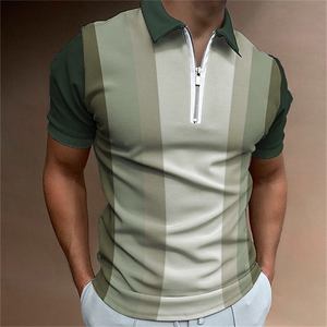 Men's Striped Short Sleeve Polo Shirts Custom Logo Printing Wholesale Anti-Wrinkle Polyester <b>Knitted</b> Free Shipping Shirt - Product Image 6