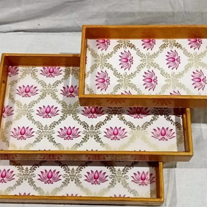 ถาดไม้ MDF สำหรับตกแต่งงานหัตถกรรมกุหลาบถาดเสิร์ฟลายดอกไม้สีสันสดใสสำหรับชากาแฟและห้องทานอาหาร - Product Image 2