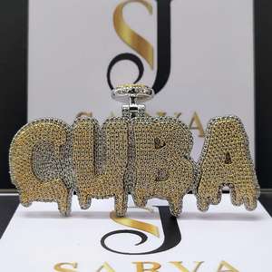Personalizado CUBA nombre diamante colgante VVS Moissanite 14K oro amarillo Hip Hop joyería para hombres moda colgantes y dijes - Product Image 3