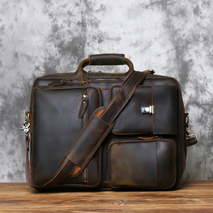 Cowhide Leather Laptop Messenger Durable Protective Portable Classic Shoulder Bag Large Capacity Office Use - Product Image 1