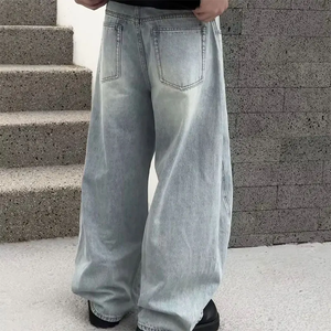 Nouveauté 2025 Jeans Chino pour homme, coupe décontractée ample, style coréen Hip Hop, jambe droite et large, en denim et toile de poids moyen, style Cowboy - Product Image 1