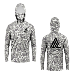 Sudadera con capucha de pesca de rendimiento para hombre al por mayor transpirable de secado rápido protección UV en blanco Spandex/poliéster UPF50 Camisa con capucha - Product Image 6