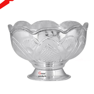 Tazón para servir ensalada y postre de comida de aluminio y metal con acabado plateado para restaurante y bar de hotel - Product Image 2