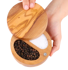 Cage à sel en bois avec couvercle pivotant bol à sel cave à épices pour la cuisine garder la boîte d'assaisonnement en bambou fraîche avec cuillère - Product Image 6