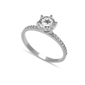 Radiance Solitaire Clear Zircon Stone Cluster <b>Ring</b> Turkish Wholesale Handmade 925 Sterling Silver Jewelry - Product Image 2