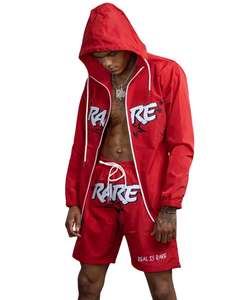 ODM hommes Logo personnalisé coupe-vent en nylon survêtement respirant Satin coupe-vent fermeture éclair veste deux pièces Shorts ensembles imprimés - Product Image 5