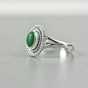 925 Sterling Silver Boho Style <b>Ring</b> with Green Onyx Gemstone <b>Rhodium</b> Plated Wedding Gift for Women Handmade Jewelry for Parties - Product Image 4