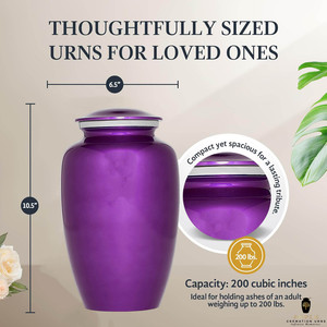 โกศบรรจุอัฐิสไตล์ยุโรปสีม่วง ขนาด 10 นิ้ว เป็นมิตรกับสิ่งแวดล้อมและทนทาน - Product Image 4