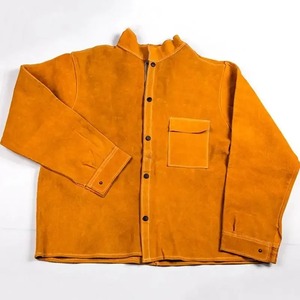 เสื้อแจ็คเก็ตหนังสำหรับงานเชื่อม ผ้าฝ้ายด้านหลัง หนังวัว ทนไฟ ป้องกันเปลวไฟ สำหรับช่างเชื่อม - Product Image 2