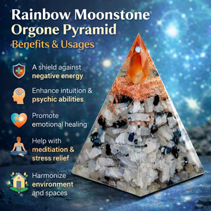 Pirámide de Orgón de Piedra Lunar Arcoíris Natural Pulida a Mano, Punta de Flecha de Cornalina, Duradera, Reiki, Sanación de Chakras, Protección - Product Image 2