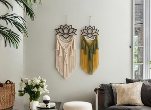 Suspension murale en macramé de lotus, décoration murale pour la maison, événements, couloir, affichage et option de cadeau élégant, fabriqué à la main en Inde - Product Image 4